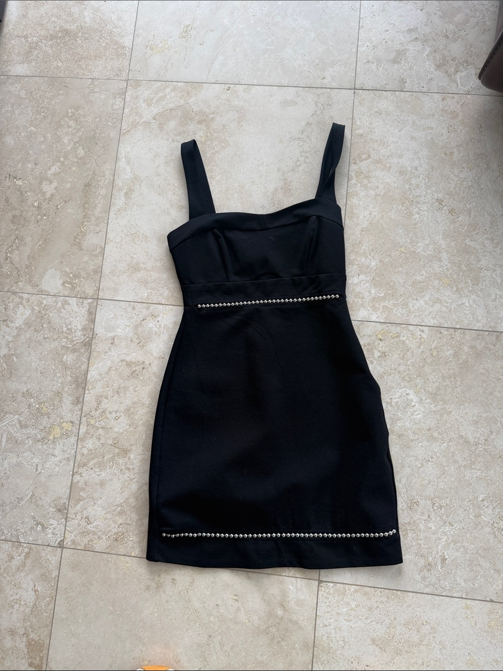 ASOS Black Mini Dress with Stud Trim